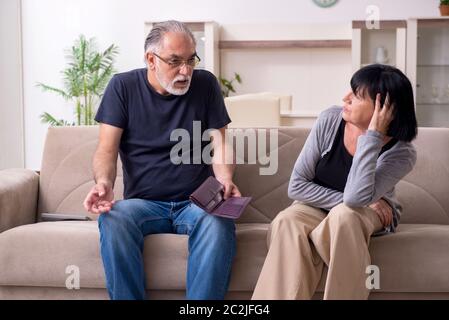 Old couple having argument at the home Stock Photo