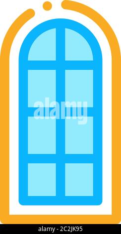 arched window consisting of square glasses icon vector outline illustration Stock Vector