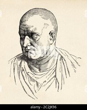 Publius Cornelius Scipio Africanus Major, 236–183 BC. General in the Second Punic War and statesman of the Roman Republic, Ancient Rome. Old 19th century engraved illustration, El Mundo Ilustrado 1880 Stock Photo