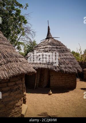 Lanscape with Mataya village of sara tribe people, Guera, Chad Stock Photo