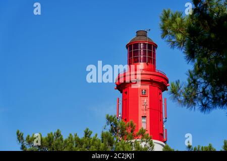 The lighthouse on Cape Ferret overlooking Arcachon Bay and the Atlantic ocean, Gironde, Aquitaine, France, rebuilt in 1947 Stock Photo