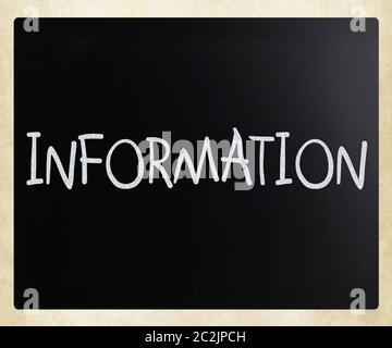 "Information" handwritten with white chalk on a blackboard Stock Photo