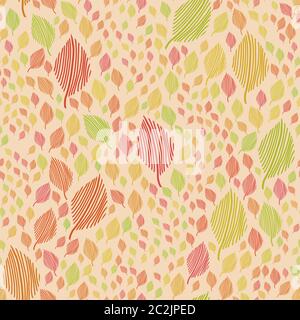 modern seamless flowing leaf pattern in vintage Scandinavian style colors Stock Photo