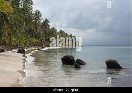 Panoramic view of the beach of Boca del Drago Panama