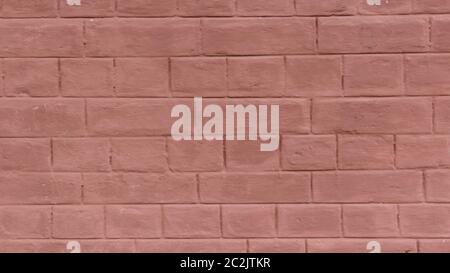 Empty Old Red color brick wall. Painted Wall Surface. Grunge Red Stonewall texture background. Abstract Web Banner Design Element. Copy Space. Stock Photo