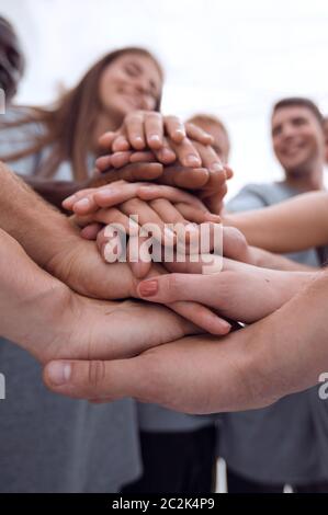close up. a group of young people showing their unity Stock Photo