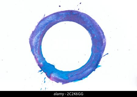 Abstract composition in circle watercolor. The texture background, hand painted on over white. Stock Photo