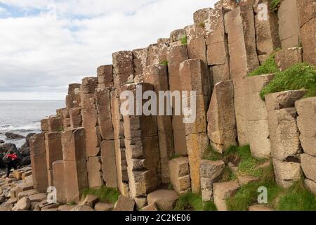 Geometrical basalt columns rock formations at Giant's Causeway, Northern Ireland, Europe Stock Photo