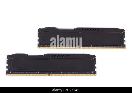 modern memory module KIT DDR4 2666MHz CL16 for PC isolated on white background Stock Photo