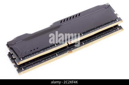 modern memory module KIT DDR4 2666MHz CL16 for PC isolated on white background Stock Photo