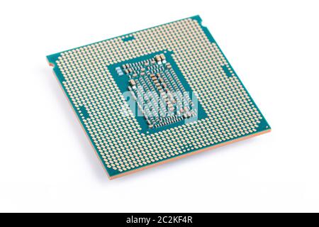 new modern computer x86 processor 9th generation, central processing unit CPU, isolated on white background Stock Photo