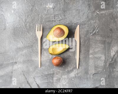 Avocado Seeds Biodegradable Single-Use Cutlery Stock Photo