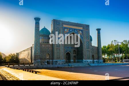 Registan, an old public square in the heart of the ancient city of Samarkand, Uzbekistan. Stock Photo