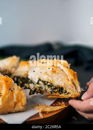 Vegan Spanakopita Spinach Pie Stock Photo