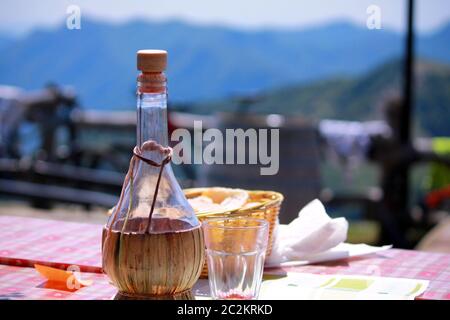 The empty flagon in the mountains Stock Photo