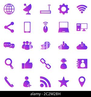 Network gradient icons on white background, stock vector Stock Vector