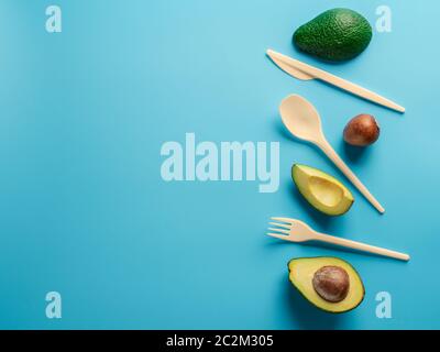 Avocado Seeds Biodegradable Single-Use Cutlery Stock Photo