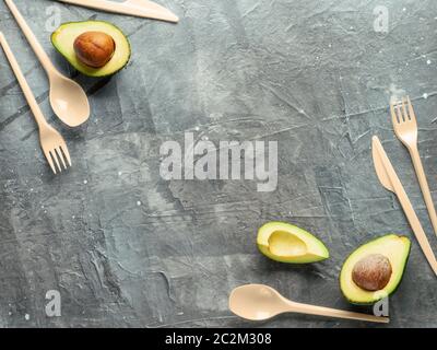 Avocado Seeds Biodegradable Single-Use Cutlery Stock Photo