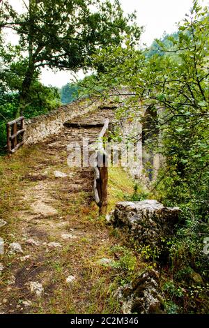 A medieval bridge on Calore River near Felitto in Cilento National Park, Campania, italy Stock Photo