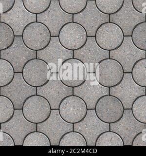 Gray Round and Truncated Square Paving Slabs. Seamless Tileable Texture. Stock Photo