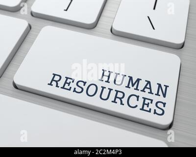 Human Resources. Business Concept. Button on Modern Computer Keyboard. Stock Photo