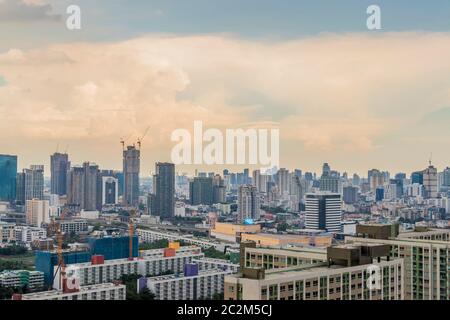 City panorama Bangkok with incredible cloud formation. Skyscraper, cityscape Capital of Thailand. Stock Photo