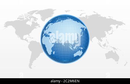 Vetor de 3D sphere mesh grid, globe or ball in circle net wire, vector  digital earth. 3D sphere in wireframe or geometric network in dots and  lines or mesh grid frames, science