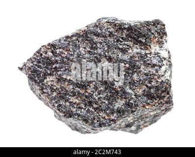closeup of sample of natural mineral from geological collection - piece of raw nepheline syenite rock isolated on white background Stock Photo