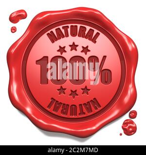 Natural - Stamp on Red Wax Seal Isolated on White. Business Concept. 3D Render. Stock Photo