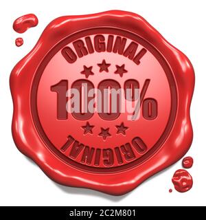 Original - Stamp on Red Wax Seal Isolated on White. Business Concept. 3D Render. Stock Photo