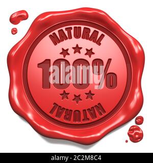 Natural - Stamp on Red Wax Seal Isolated on White. Business Concept. 3D Render. Stock Photo