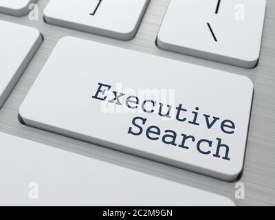 White Button with Executive Search on Computer Keyboard. Business Concept. Stock Photo