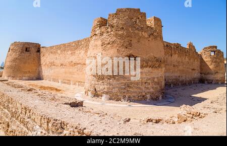 View of the old Arad Fort, in Manama, Muharraq, Bahrain. Stock Photo