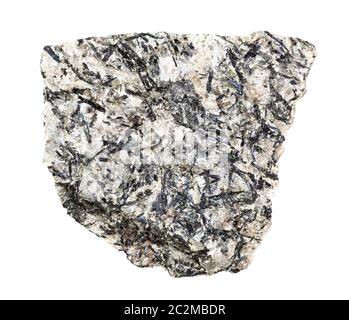 closeup of sample of natural mineral from geological collection - unpolished Lujavrite rock isolated on white background Stock Photo