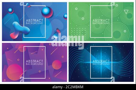 vivid colors and fluids set of abstract backgrounds vector illustration design Stock Vector