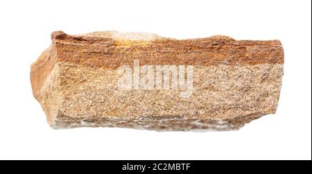 closeup of sample of natural mineral from geological collection - unpolished polymictic sandstone rock isolated on white background Stock Photo