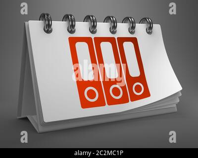 Data Concept -  Folders Icon - Located on White Desktop Calendar. Stock Photo