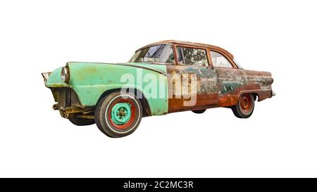 Old Neglected Car Isolated Photo Stock Photo
