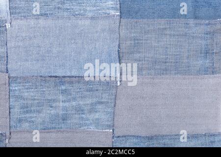 textile background - patchwork from denim flaps Stock Photo