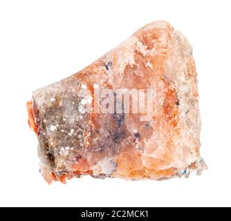 closeup of sample of natural mineral from geological collection - piece of Rock Salt (Halite) isolated on white background Stock Photo