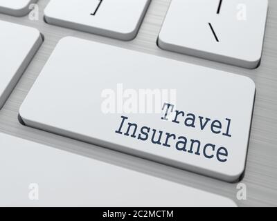 Travel  Insurance - Business Concept. Button on Modern Computer Keyboard. Stock Photo