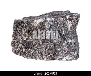 closeup of sample of natural mineral from geological collection - raw nepheline syenite rock isolated on white background Stock Photo