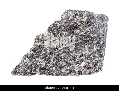 closeup of sample of natural mineral from geological collection - unpolished Nepheline syenite rock isolated on white background Stock Photo