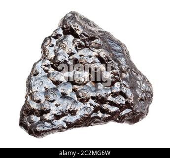 closeup of sample of natural mineral from geological collection - kidney ore (Hematite, iron ore) stone isolated on white background Stock Photo