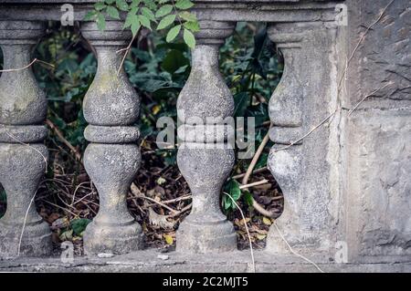 Balusters made of stone on the old historic staircase Stock Photo