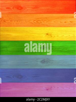 Texture from multicolored wooden horizontal boards in colors of rainbow Stock Photo