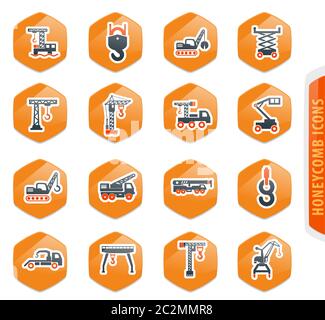 Crane and lifing vector icons for user interface design Stock Photo