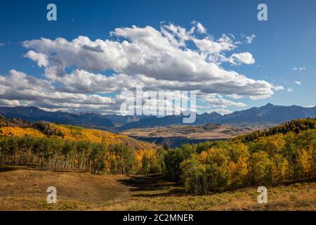 Autumn colors as seen from Last Dollar Road, Telluride, Colorado Stock Photo