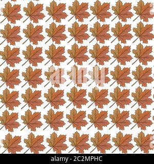 Maple leaves, dry foliage of tree in autumn seamless pattern Stock Vector