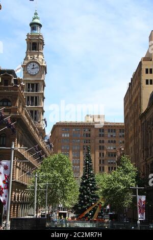 The Christmas tree in Martin Place, Sydney. Stock Photo